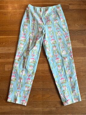 Talbots Blue Cottage Garden Print Stretch Pants